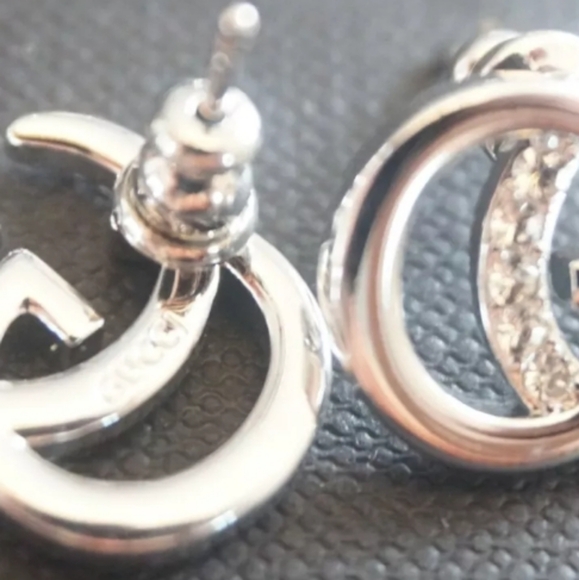 GUCCI earrings piercing logo GG /Sterling Silver/Gorgeous 🥰 - Picture 5 of 5